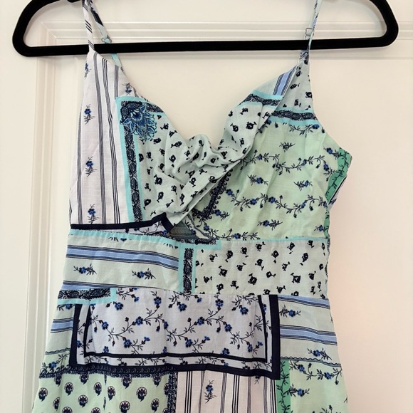 Loft Women’s Blue and White Patchwork Twist Cutout Cami Dress - Picture 5 of 9